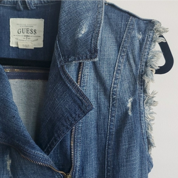 Guess Moto Jean Jacket Vest - distressed - small - Picture 6 of 8